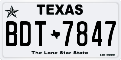 TX license plate BDT7847