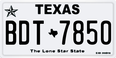 TX license plate BDT7850