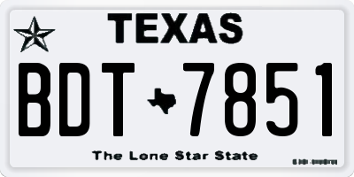 TX license plate BDT7851