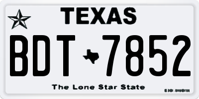 TX license plate BDT7852