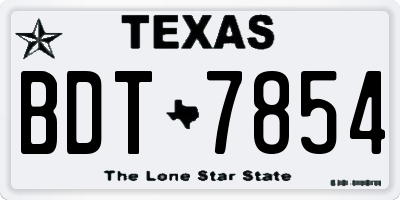 TX license plate BDT7854