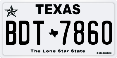 TX license plate BDT7860