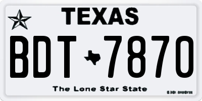 TX license plate BDT7870