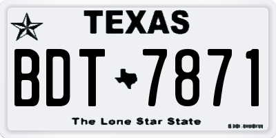TX license plate BDT7871