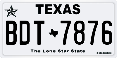TX license plate BDT7876