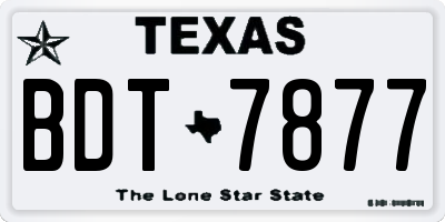 TX license plate BDT7877