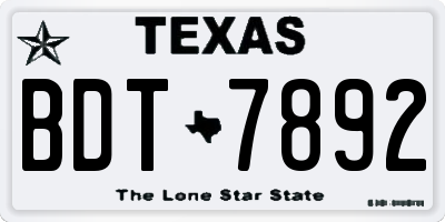 TX license plate BDT7892
