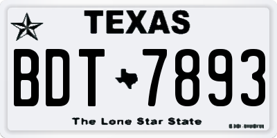 TX license plate BDT7893