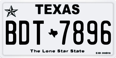 TX license plate BDT7896