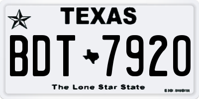 TX license plate BDT7920