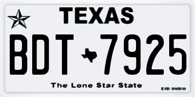 TX license plate BDT7925