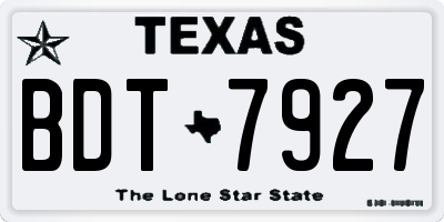 TX license plate BDT7927