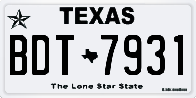 TX license plate BDT7931