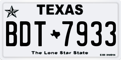 TX license plate BDT7933