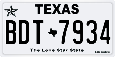 TX license plate BDT7934