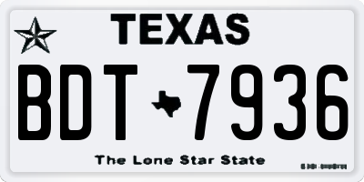 TX license plate BDT7936