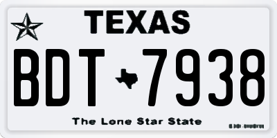 TX license plate BDT7938