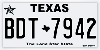 TX license plate BDT7942