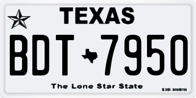 TX license plate BDT7950