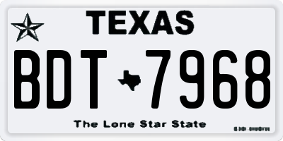 TX license plate BDT7968