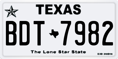 TX license plate BDT7982