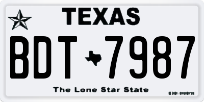TX license plate BDT7987
