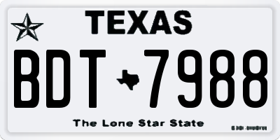 TX license plate BDT7988