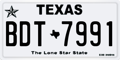 TX license plate BDT7991