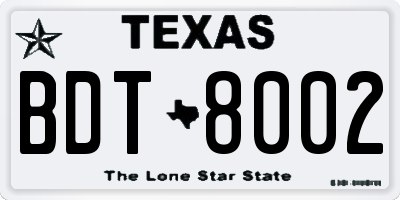TX license plate BDT8002