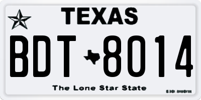TX license plate BDT8014