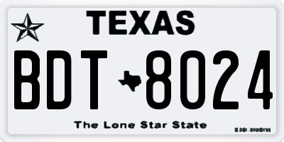 TX license plate BDT8024