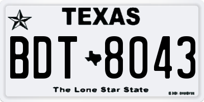 TX license plate BDT8043
