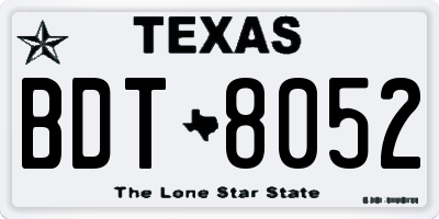 TX license plate BDT8052