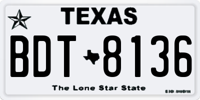 TX license plate BDT8136
