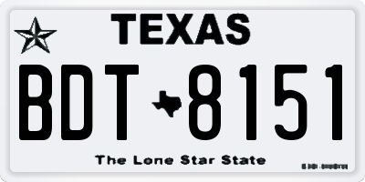 TX license plate BDT8151