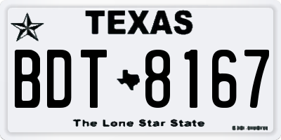 TX license plate BDT8167