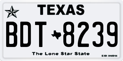 TX license plate BDT8239