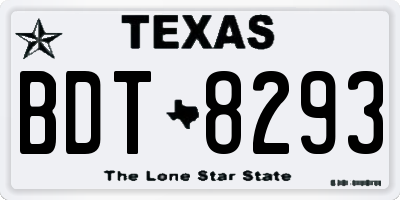 TX license plate BDT8293