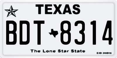 TX license plate BDT8314