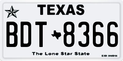 TX license plate BDT8366