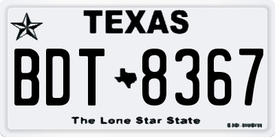 TX license plate BDT8367