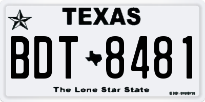 TX license plate BDT8481