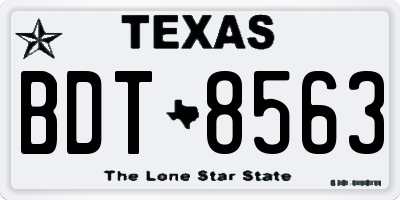 TX license plate BDT8563