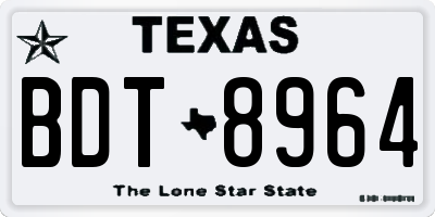 TX license plate BDT8964