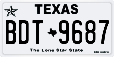 TX license plate BDT9687