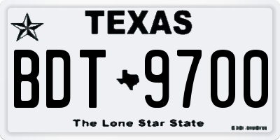 TX license plate BDT9700