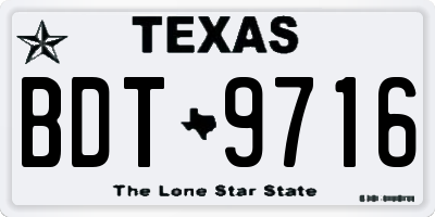 TX license plate BDT9716
