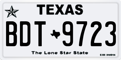 TX license plate BDT9723