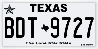 TX license plate BDT9727