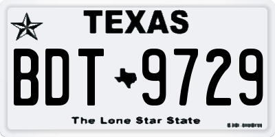 TX license plate BDT9729